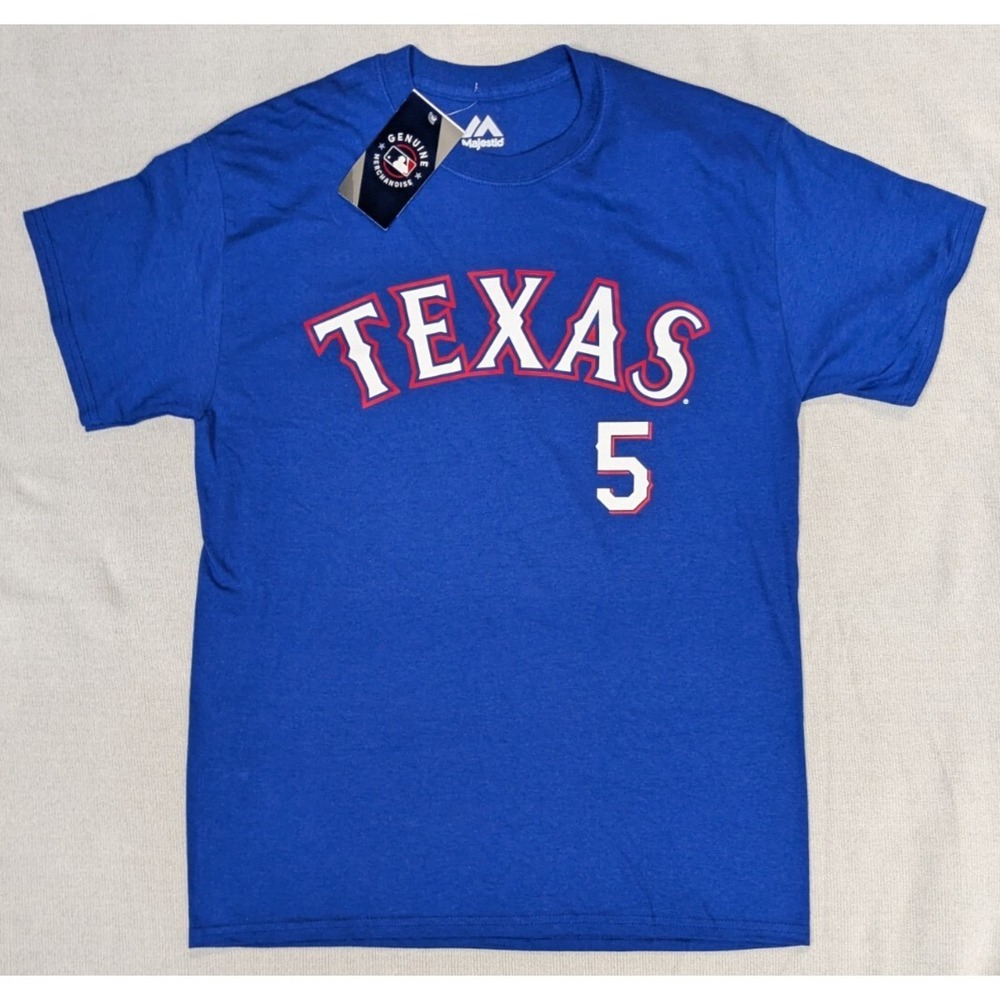 Texas Rangers Jersey Shirt Mens Medium Blue Majestic Cory Seager MLB Baseball